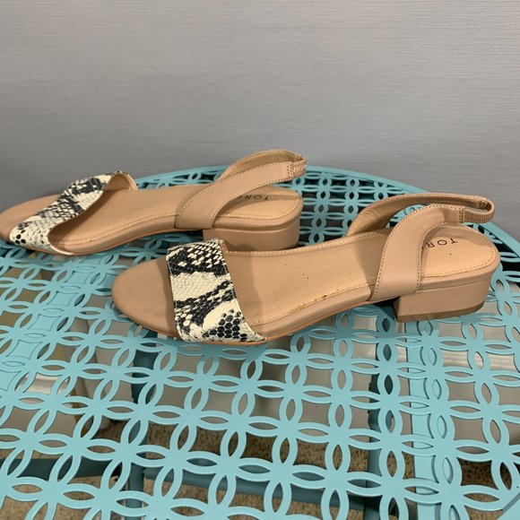 Torrid Womens Sandals Women 9W Slingback Block Heel SnakeSkin Print Faux Leather - Picture 5 of 9